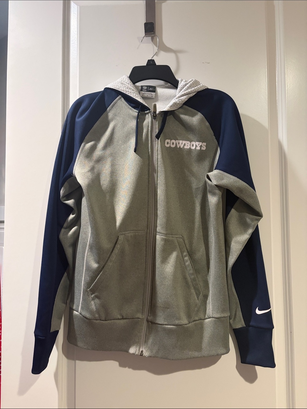 Nike Cowboys Gray and Navy Raglan Zip Hoodie